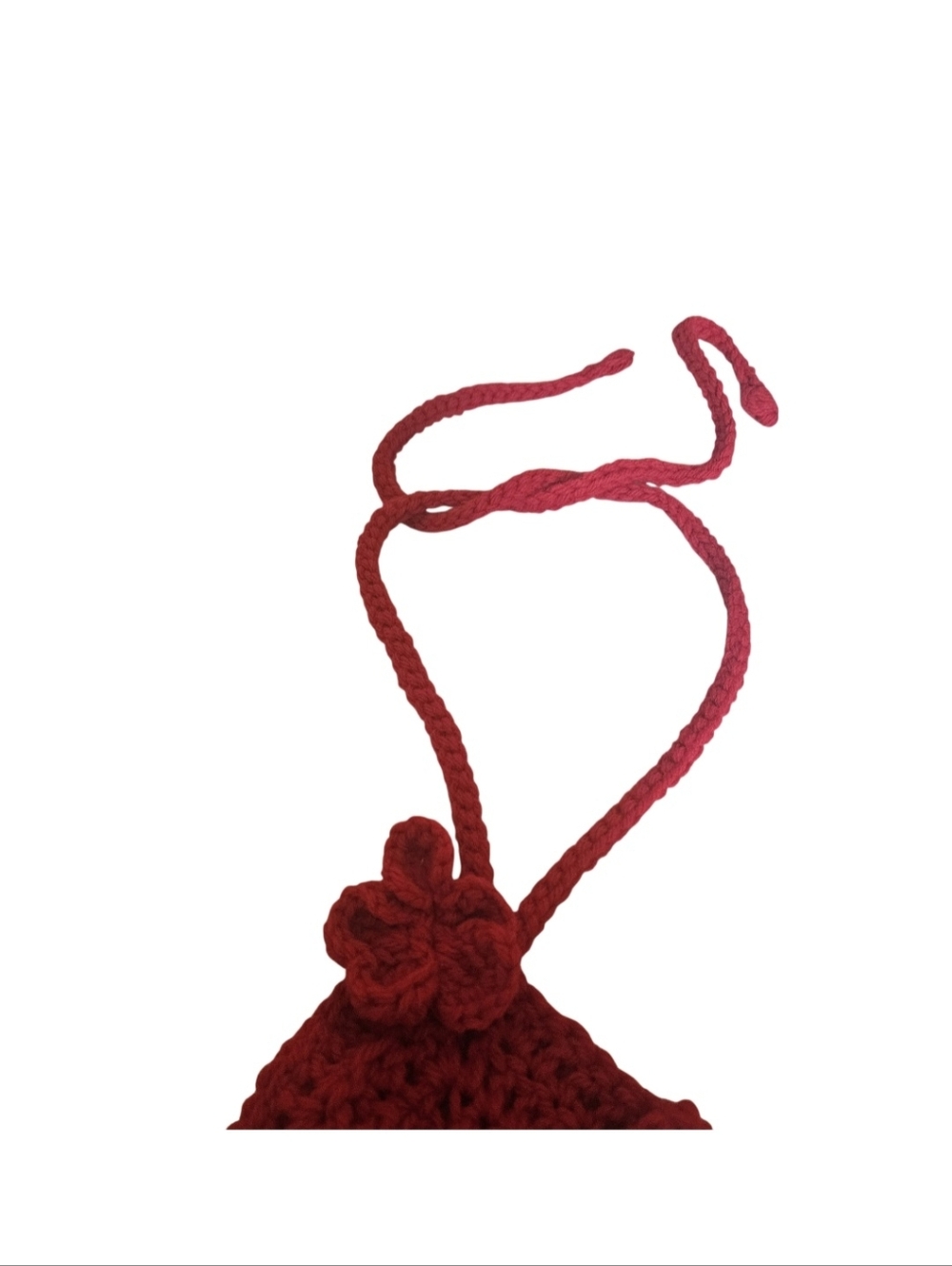 Handmade Red Crochet One-Shoulder Shawl Unique 5-way Hand Knit Summer Boho Piece - Picture 11 of 16